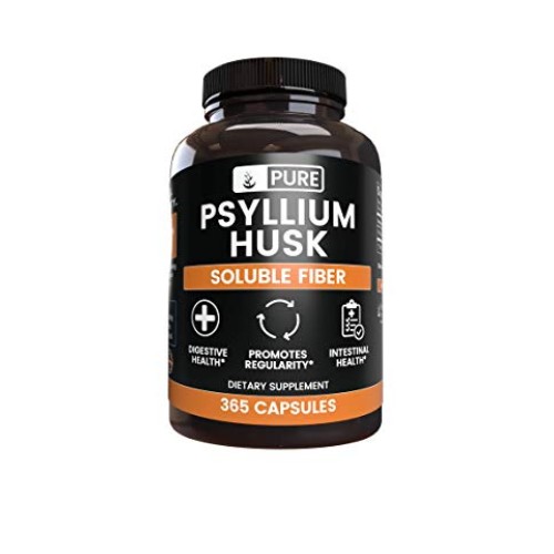 Psyllium Husk 365 Capsules No Stearates or Rice Fillers, Gluten...