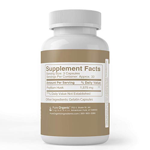 Psyllium Husk Capsules 100 Capsules Fiber Powder Supplement, Di...