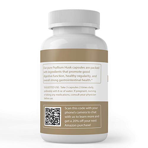 Psyllium Husk Capsules 100 Capsules Fiber Powder Supplement, Di...