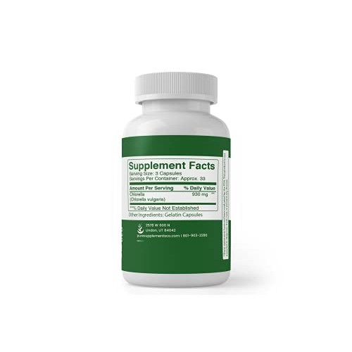 Pure Chlorella Capsules Natural, Gluten Free, Source of Chlorophyll