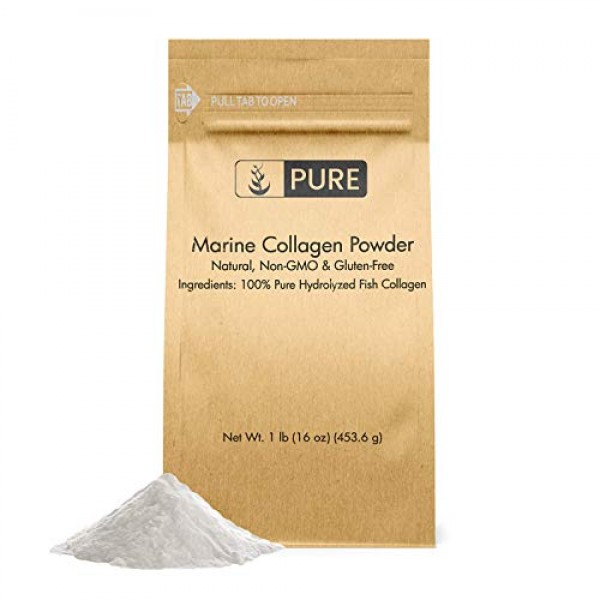 Pure Marine Collagen Powder 1 lb Natural & Unflavored, Easy Mix...