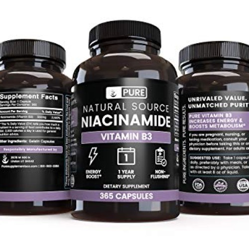 Pure Niacinamide 365 Capsules Natural & Undiluted Niacinamide ...