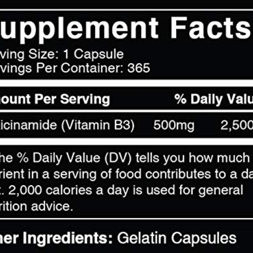 Pure Niacinamide 365 Capsules Natural & Undiluted Niacinamide ...