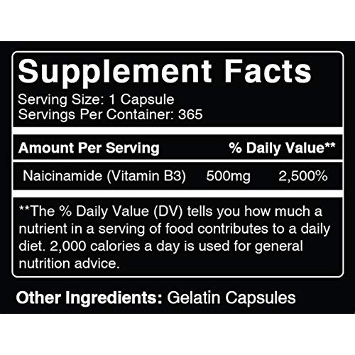 Pure Niacinamide 365 Capsules Natural & Undiluted Niacinamide ...