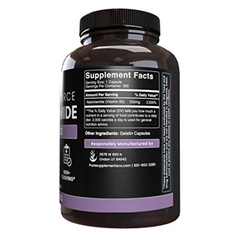 Pure Niacinamide 365 Capsules Natural & Undiluted Niacinamide ...