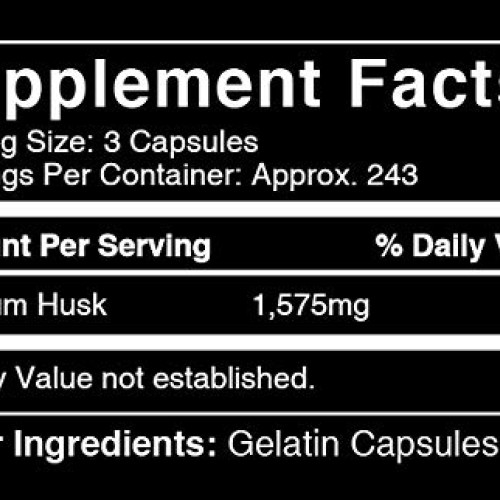 Pure Psyllium Husk 730 Capsules Potent, Natural Source & Gluten...
