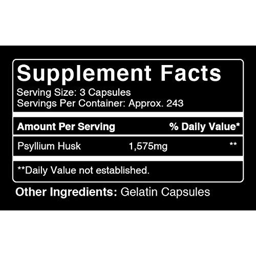 Pure Psyllium Husk 730 Capsules Potent, Natural Source & Gluten...