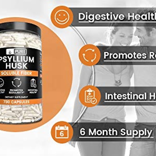 Pure Psyllium Husk 730 Capsules Potent, Natural Source & Gluten...