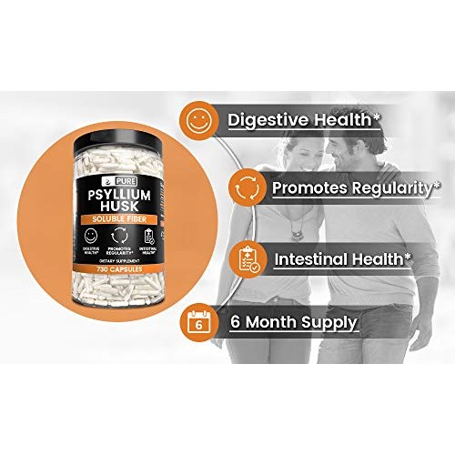 Pure Psyllium Husk 730 Capsules Potent, Natural Source & Gluten...