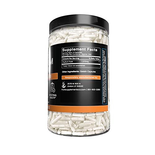 Pure Psyllium Husk 730 Capsules Potent, Natural Source & Gluten...