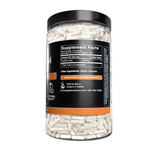 Pure Psyllium Husk 730 Capsules Potent, Natural Source & Gluten...