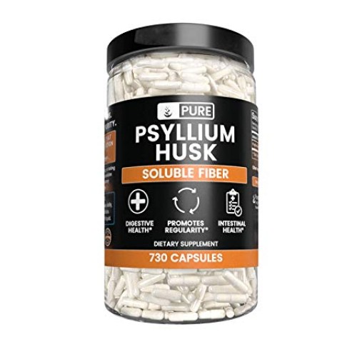 Pure Psyllium Husk 730 Capsules Potent, Natural Source & Gluten...