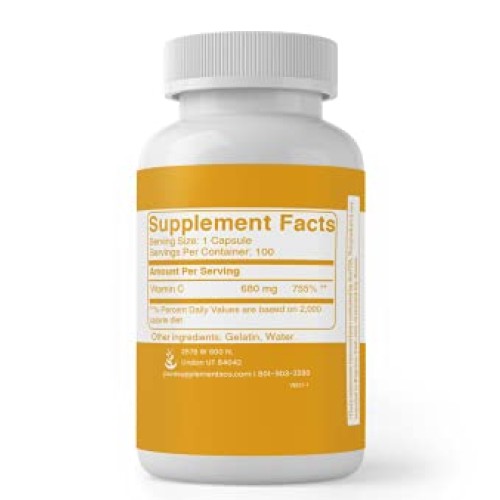 Vitamin C 100 Capsules 1000% Daily Value, Ascorbic Acid, Non-GM...