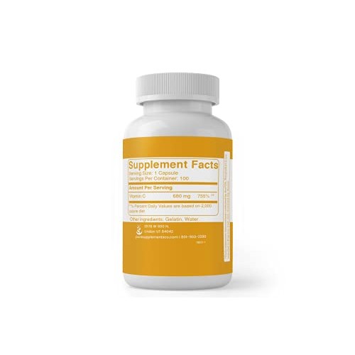 Vitamin C 100 Capsules 1000% Daily Value, Ascorbic Acid, Non-GM...