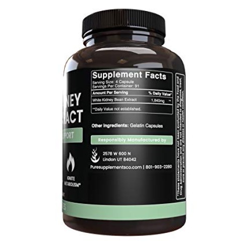 White Kidney Bean Extract 365 Capsules Keto-Friendly, Non-GMO &...