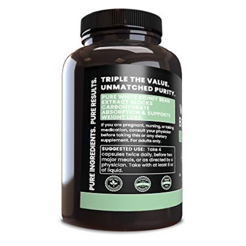 White Kidney Bean Extract 365 Capsules Keto-Friendly, Non-GMO &...
