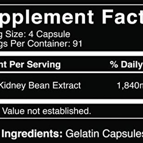 White Kidney Bean Extract 365 Capsules Keto-Friendly, Non-GMO &...