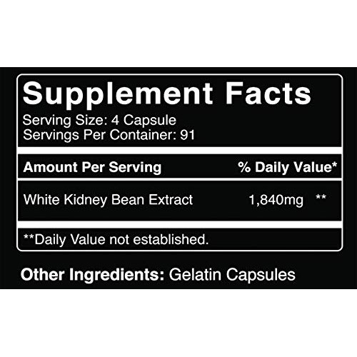 White Kidney Bean Extract 365 Capsules Keto-Friendly, Non-GMO &...