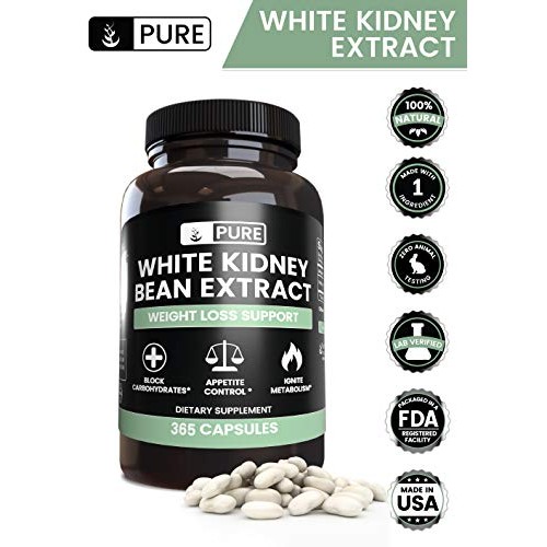 White Kidney Bean Extract 365 Capsules Keto-Friendly, Non-GMO &...