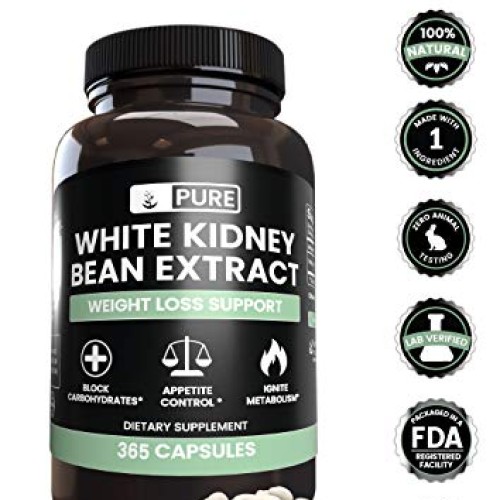 White Kidney Bean Extract 365 Capsules Keto-Friendly, Non-GMO &...