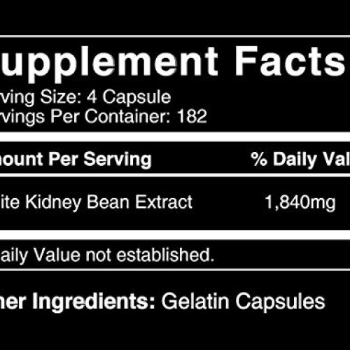 White Kidney Bean Extract, 730 Capsules, 1840mg Serving, 3 Month ...