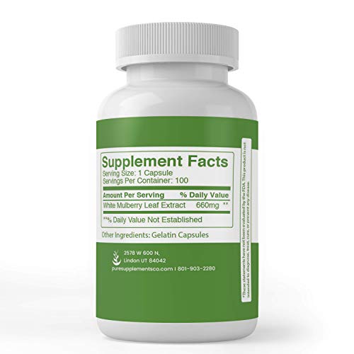 White Mulberry Leaf Extract, 660mg Serving, 100 Capsules, Premium...