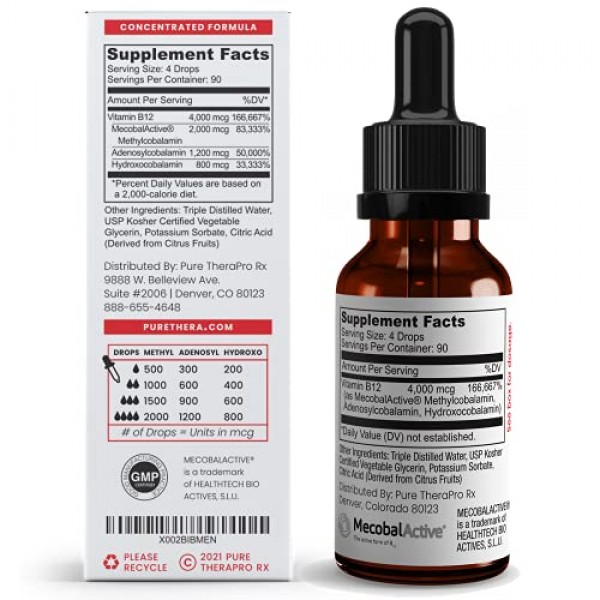 BioActive B12 Full-Spectrum Sublingual Drops 90 Day Supply: 4,0...
