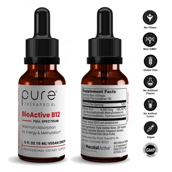 BioActive B12 Full-Spectrum Sublingual Drops 90 Day Supply: 4,0...