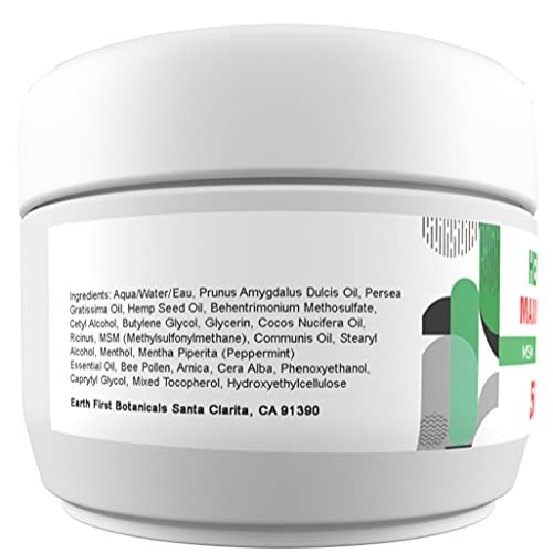 Hemp Extract Cream Maximum Strength Relief Large 4oz - MSM Arnica...