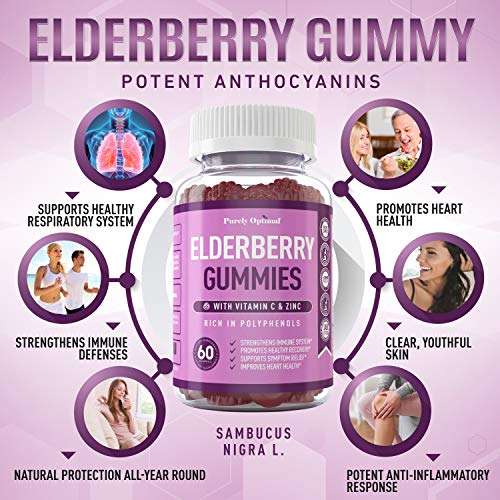 Premium Elderberry Gummies - Sambucus Elderberry Gummies for Adul...