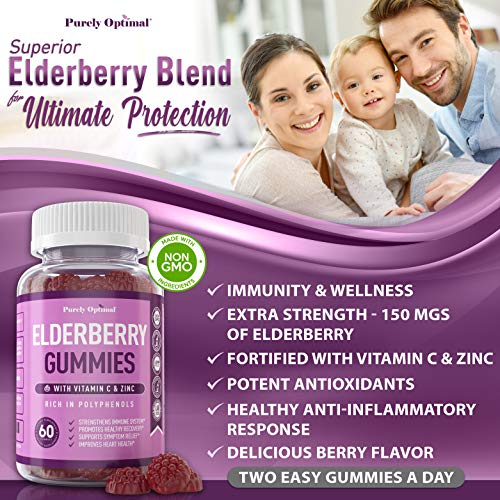 Premium Elderberry Gummies - Sambucus Elderberry Gummies for Adul...
