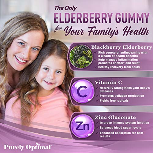 Premium Elderberry Gummies - Sambucus Elderberry Gummies for Adul...