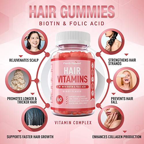 Premium Hair Vitamins Supplement - Gummy Vitamins w/ Biotin, Foli...