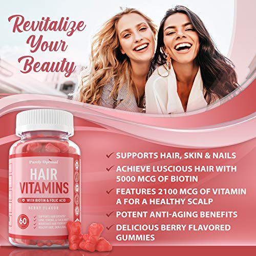 Premium Hair Vitamins Supplement - Gummy Vitamins w/ Biotin, Foli...