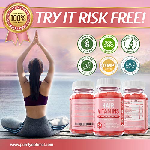 Premium Hair Vitamins Supplement - Gummy Vitamins w/ Biotin, Foli...