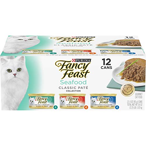 Purina Fancy Feast Grain Free Pate Wet Cat Food Variety Pack, Sea...