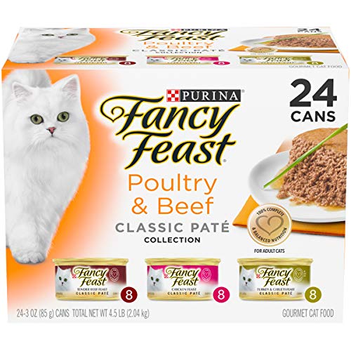 Purina Fancy Feast Grain Free Pate Wet Cat Food Variety Pack, Pou...
