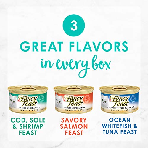 Purina Fancy Feast Grain Free Wet Cat Food Variety Pack Pate, Sea...