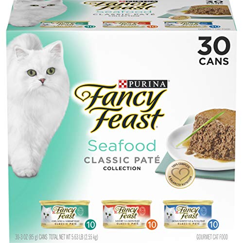 Purina Fancy Feast Grain Free Wet Cat Food Variety Pack Pate, Sea...