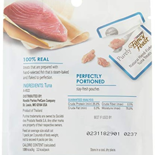 Purina Fancy Feast Purely Natural Hand-Flaked Tuna Cat Treats 1.0...