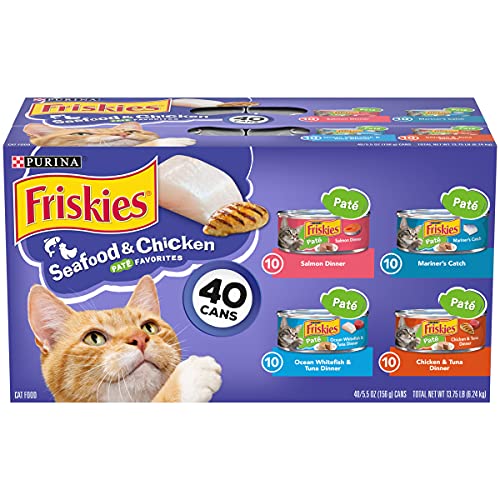 Purina Friskies Canned Cat Food Pate Variety Pack, Seafood & Chic...