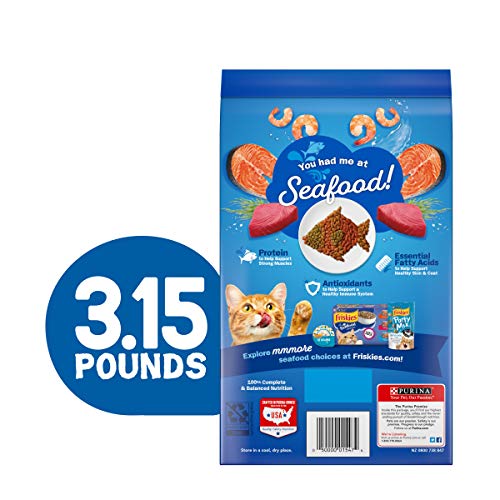 Purina Friskies Dry Cat Food, Seafood Sensations -3.15Lb Pack of 4