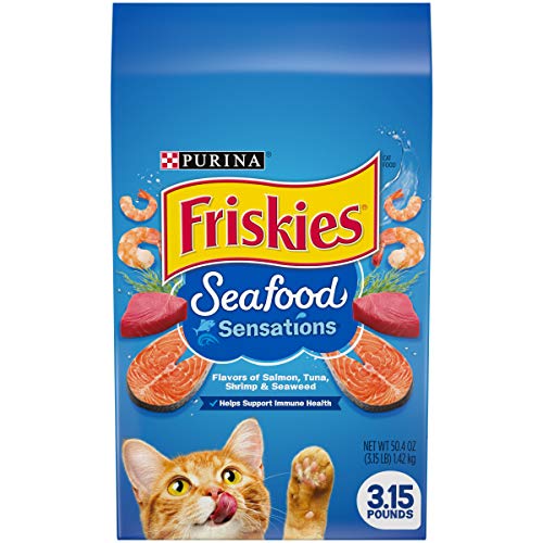 Purina Friskies Dry Cat Food, Seafood Sensations -3.15Lb Pack of 4