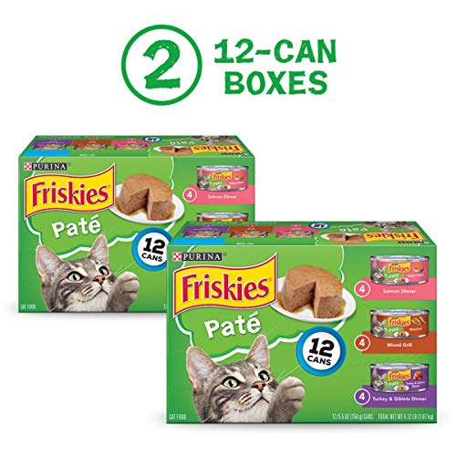 Purina Friskies Pate Wet Cat Food Variety Pack, Salmon, Turkey & ...
