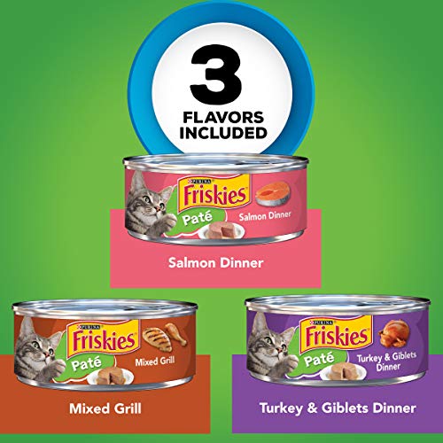 Purina Friskies Pate Wet Cat Food Variety Pack, Salmon, Turkey & ...