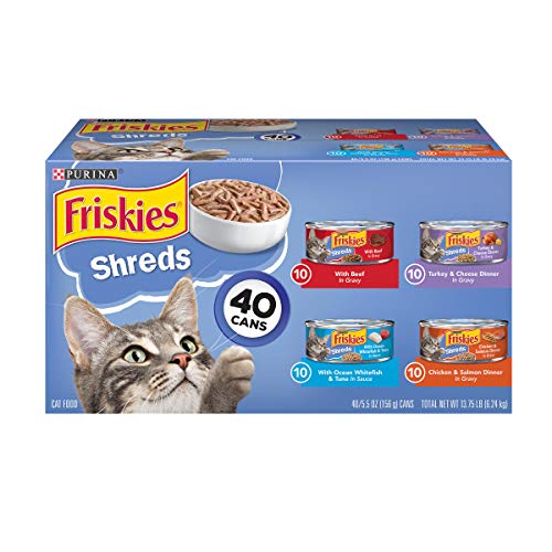 Purina Friskies Wet Cat Food Variety Pack, Shreds Beef, Turkey, W...
