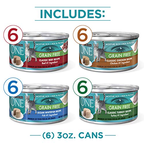 Purina ONE High Protein, Grain Free Pate Wet Cat Food Variety Pac...
