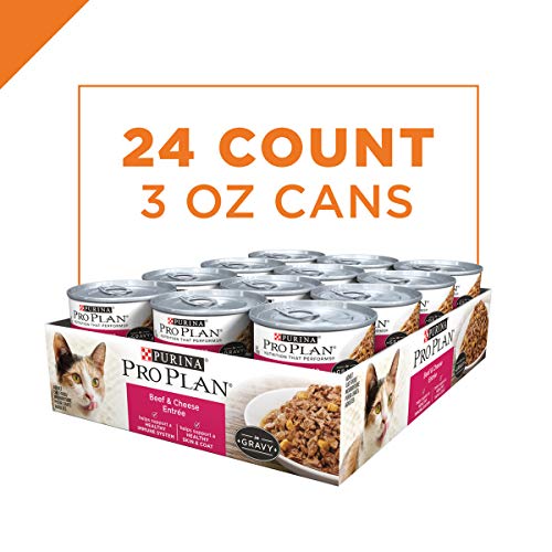 Purina Pro Plan Gravy Wet Cat Food, Beef & Cheese Entree - 24 3...