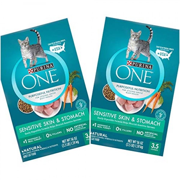 2 Bags of Purina ONE Sensitive Skin & Stomach Dry Cat Food 3.5-lb...