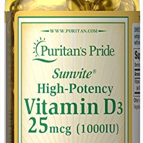 Puritans Pride Vitamin D3 1000 Iu Softgels, 100 Count